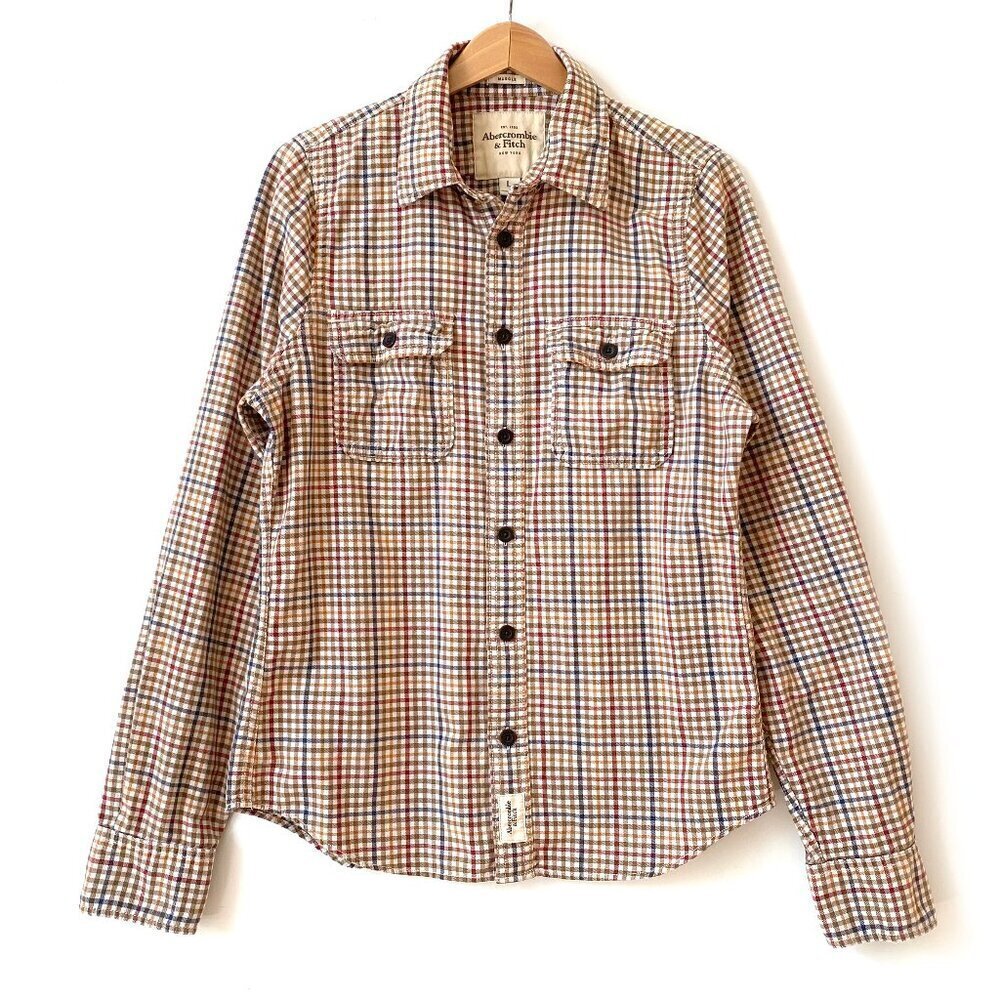Abercrombie & Fitch Muscle Fit Plaid Button Down Shirt L